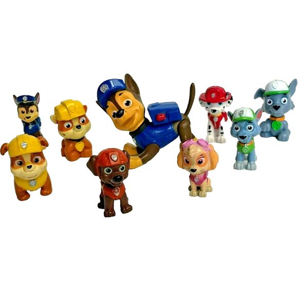 Paw Patrol Cake Topper Figure Toys Lot 9 Chase Rubble Marshall Skye Zuma Rocky - Picture 1 of 11